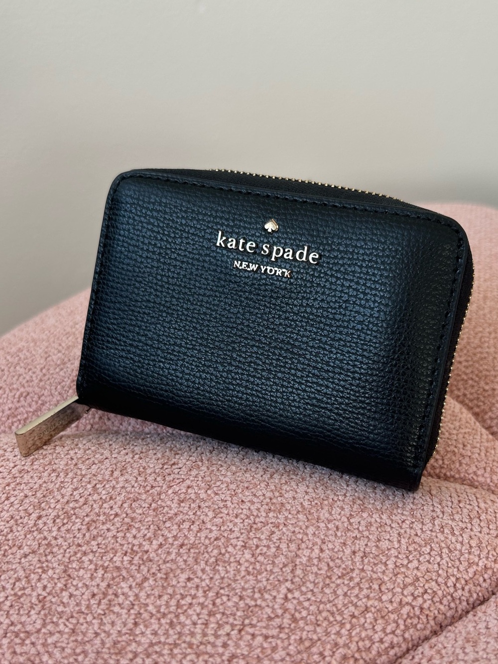Kate Spade Black Pebbled Leather Zip Wallet